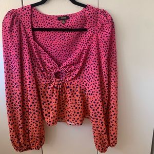 AFRM Cheetah Ombré Balloon Sleeve top